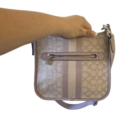 Coach Signature Dempsey Soft Lilac Crossbody Purse Handbag - Picture 10 of 16